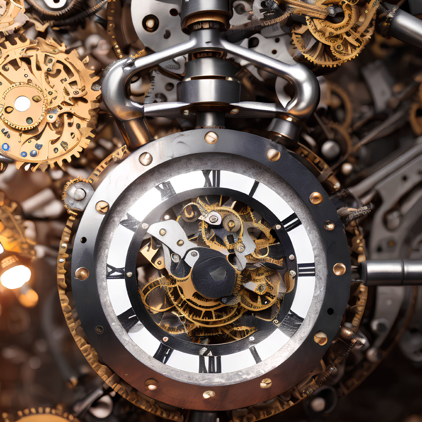 Intricate Steampunk Mechanism with Gears and Cogs