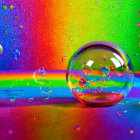 Colorful Gradient Surface with Transparent Bubble and Light Reflections