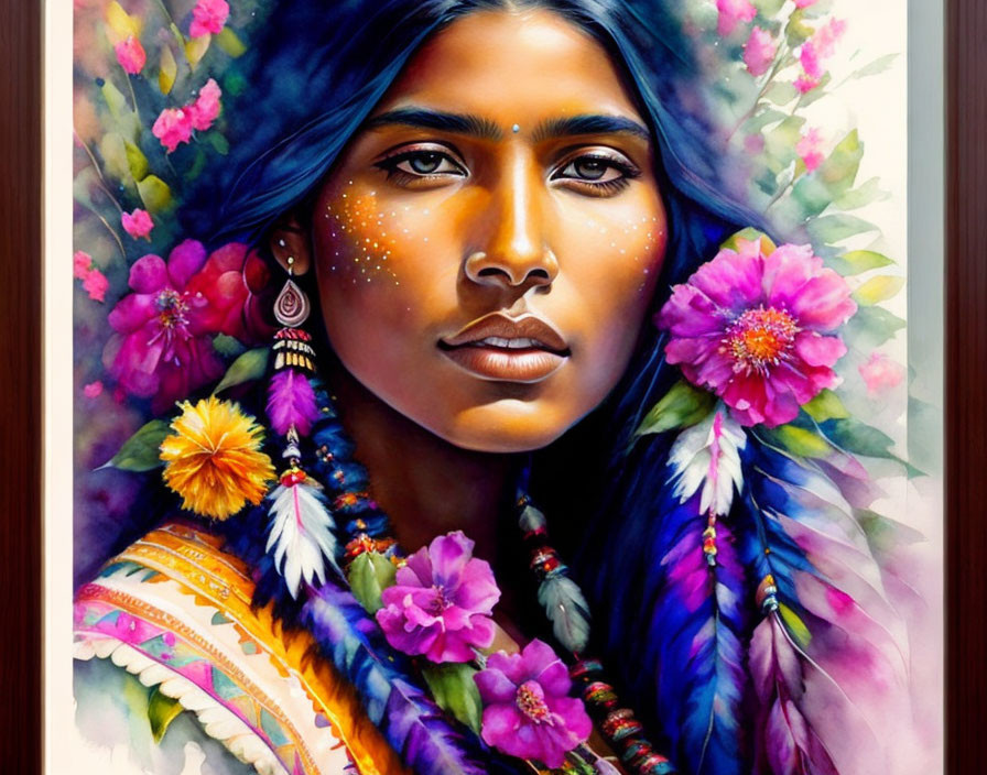 Indian Princess In Flowers