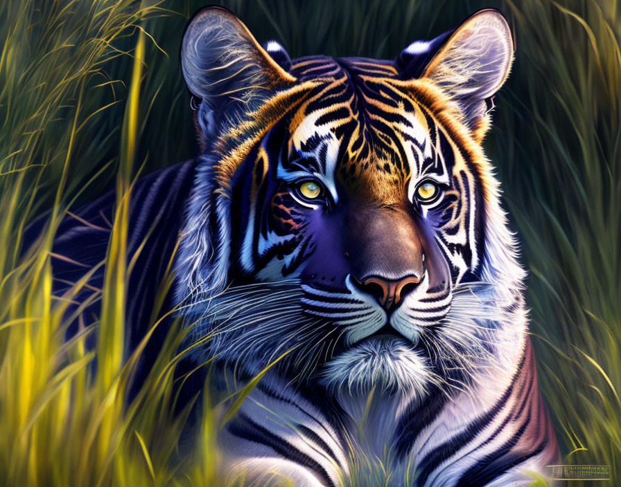 A Tiger In Some High Grass
