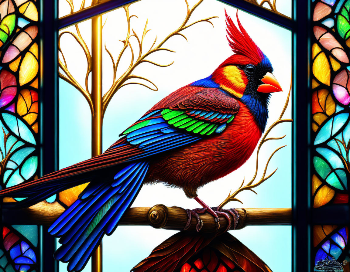 Stained Glass Robin Bird Art