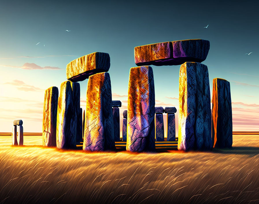 Stone Henge with A Wheat Field 