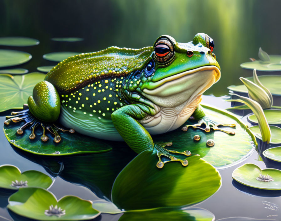 Frog On A Lily Pad 