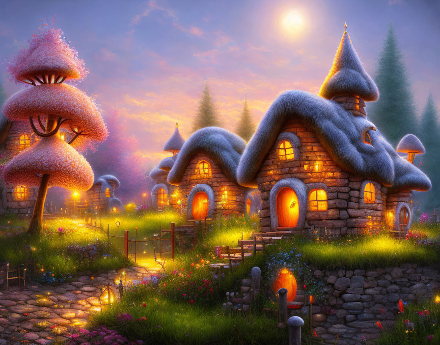 Magical Twilight Ambiance in Fairy Tale Village