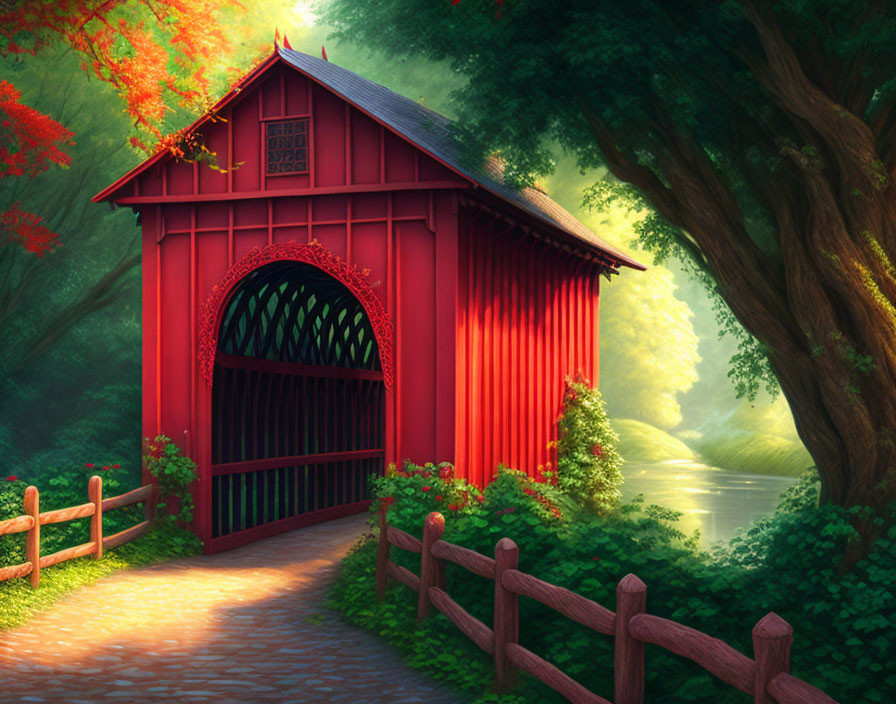 Red Covered Tunnel Bridge