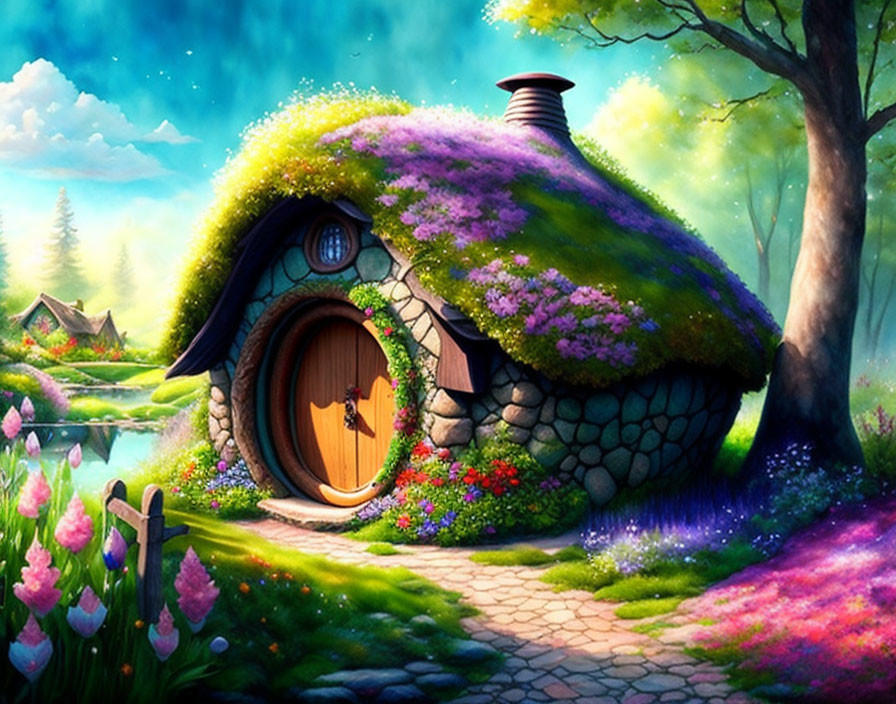 Hobbit House With Watercolors 2