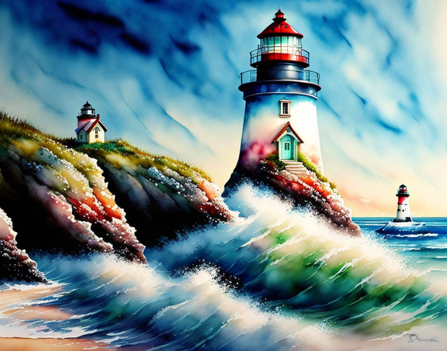 Lighthouse with Watercolors