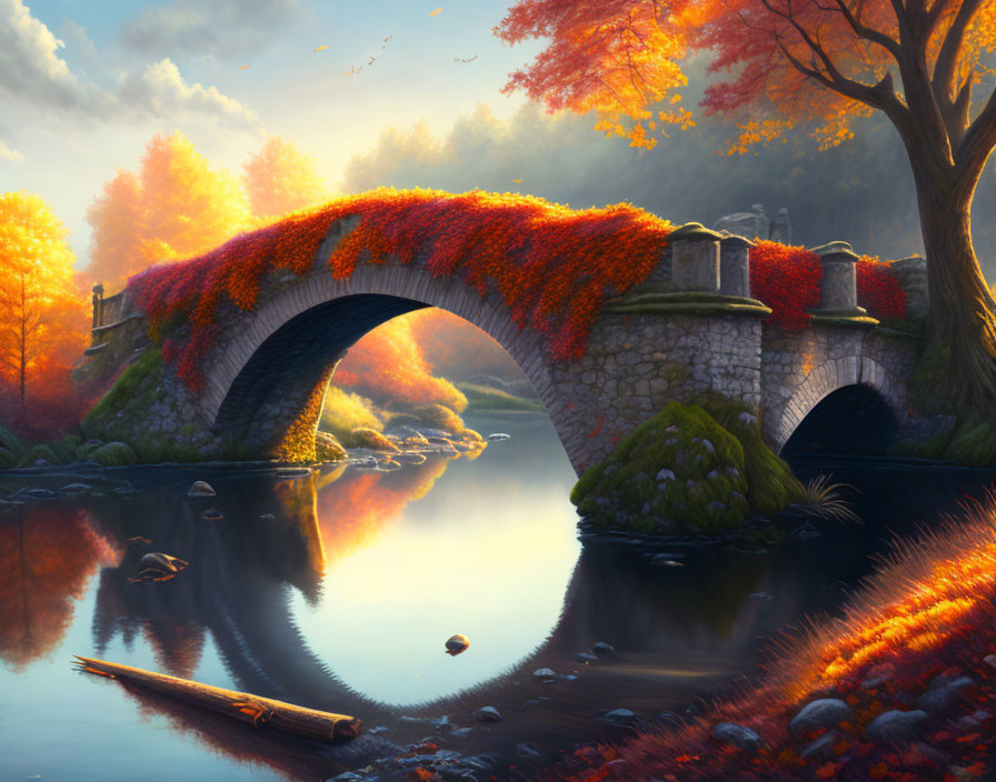 Stone Bridge In The Fall