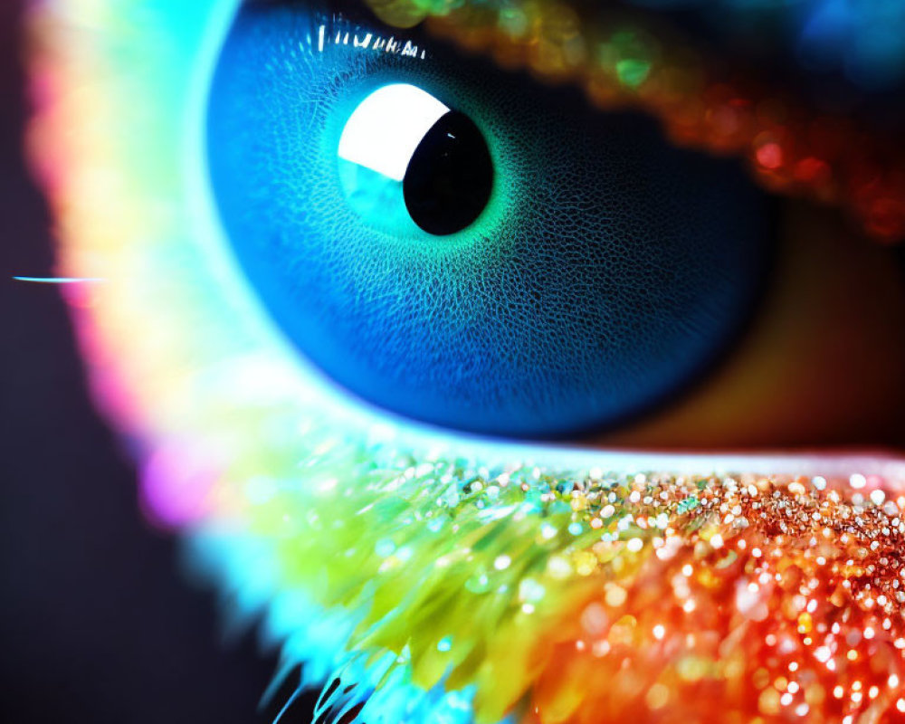 Detailed Iris Textures in Vividly Colored Human Eye with Glittery Eyelashes