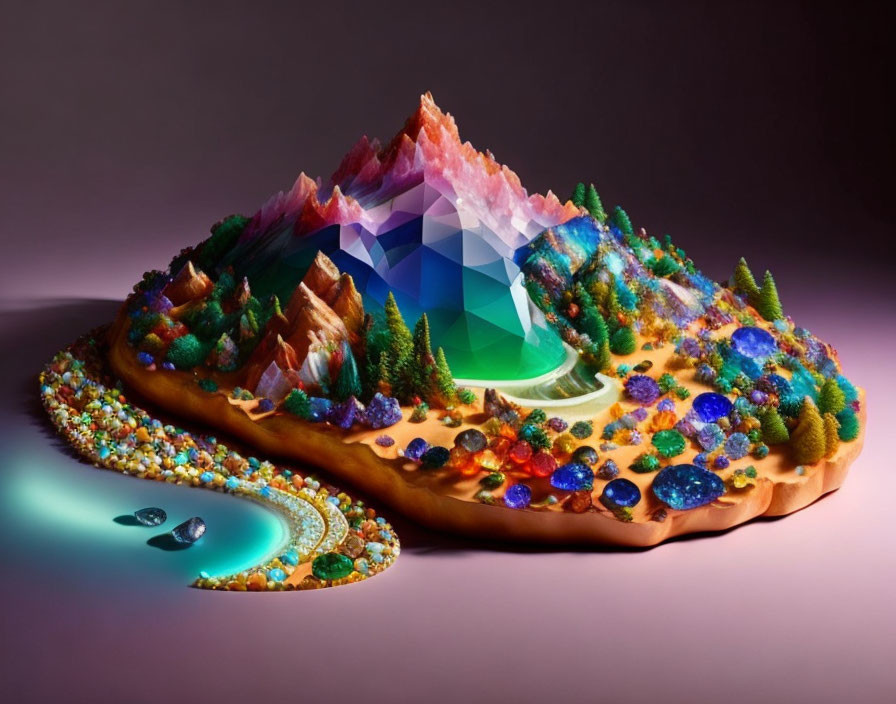 Colorful Gemstone Landscape on Cookie Base