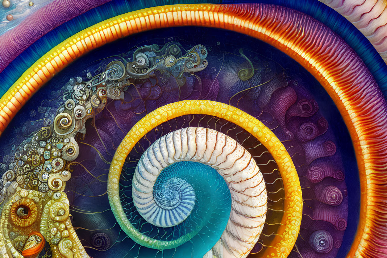 Colorful fractal spiral artwork with intricate patterns and rich spectrum.