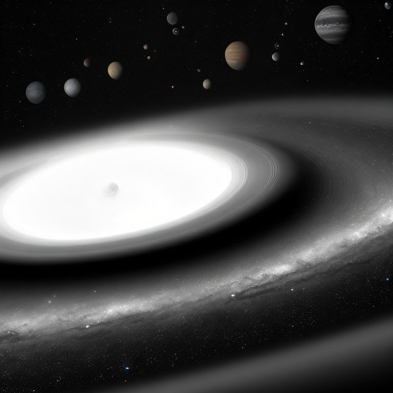 Solar System Alignment with Detailed View of Saturn's Rings