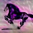 Purple Nebula-Themed Unicorn Galloping in Cosmic Sky