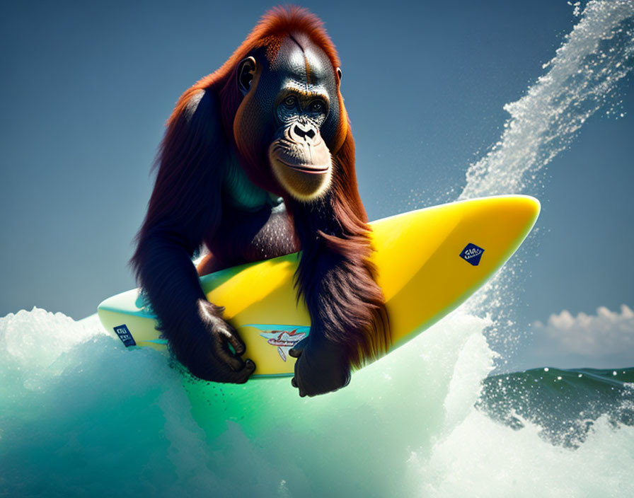 Orangutan Surfing on a Banana.