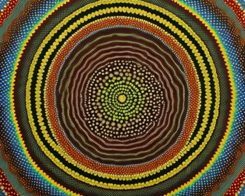 Vibrant concentric dot pattern resembling Aboriginal art