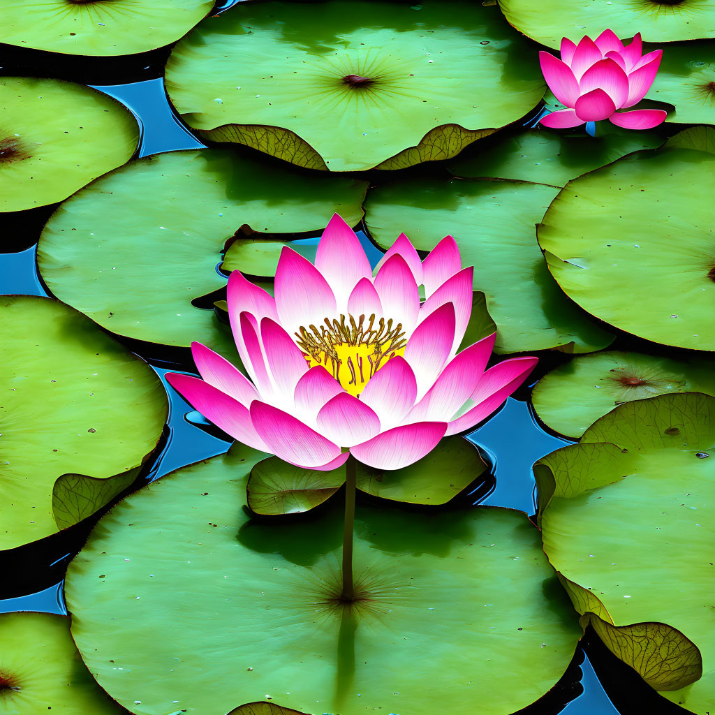 Pink Lotus Flower Blooming in Tranquil Pond