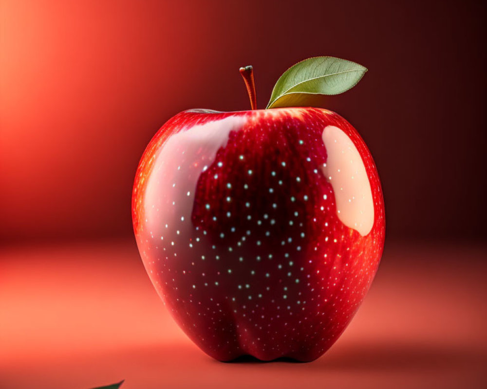 Fresh Red Apple with Glossy Highlight on Warm Background