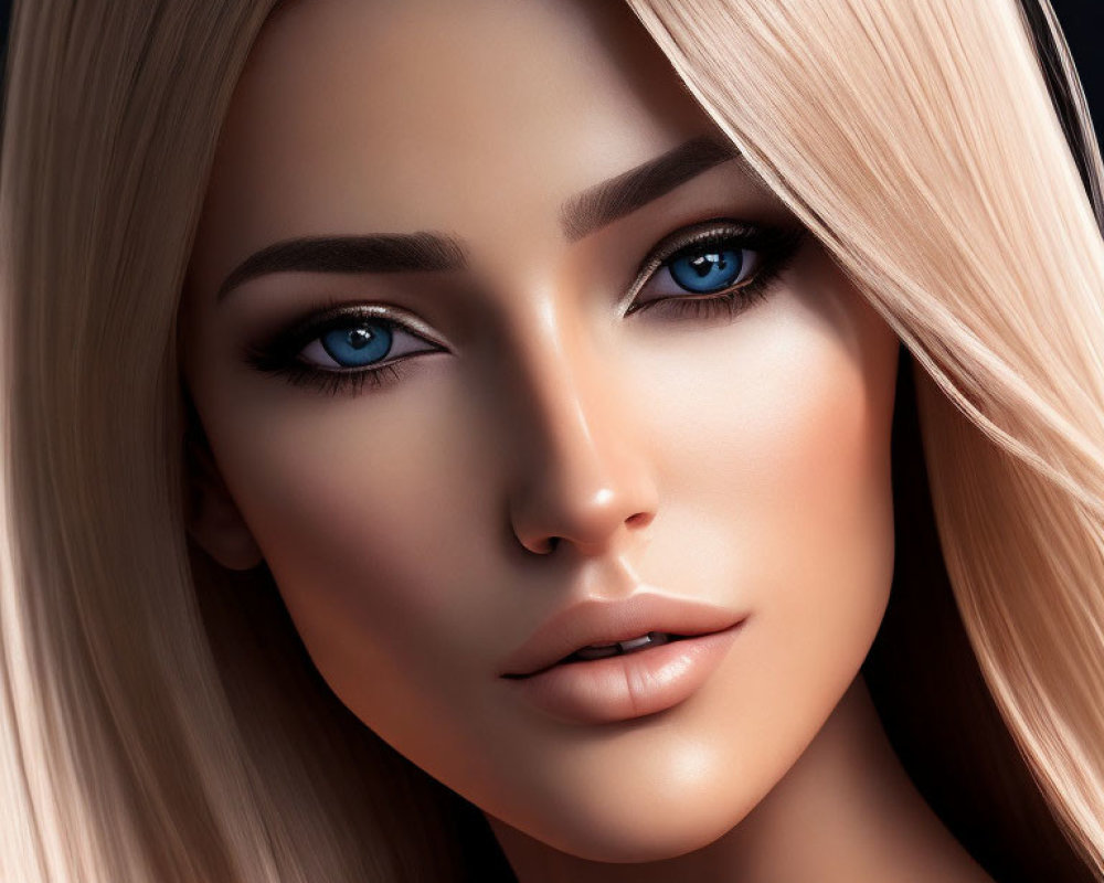 Portrait of Woman with Striking Blue Eyes & Blonde Hair