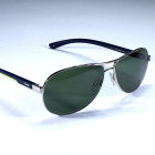 Metallic Frame Aviator Sunglasses with Dark Gradient Lenses and Blue Accents