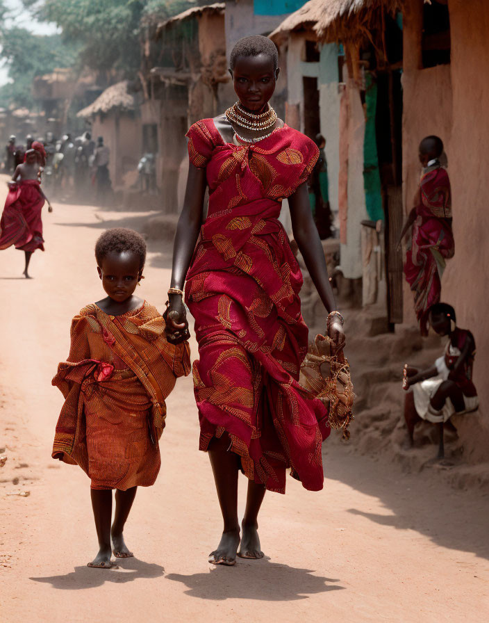 African mother and daughter
