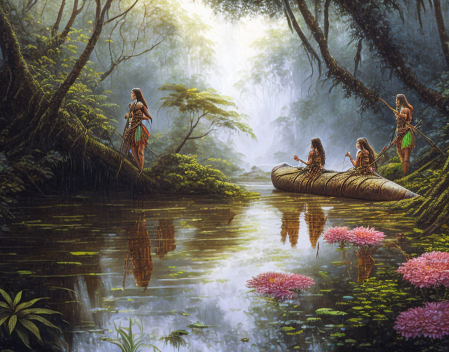 amazons women hunting by the river