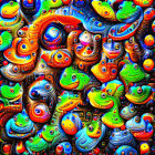 Colorful Array of Overlapping Textured Frogs in Various Patterns