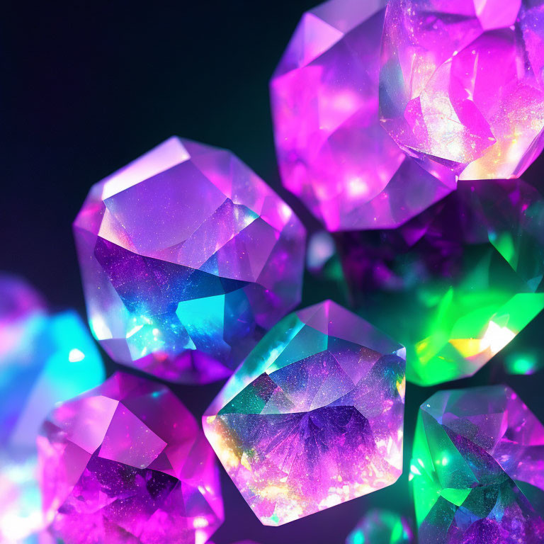 Multicolored Crystals Sparkling on Dark Background