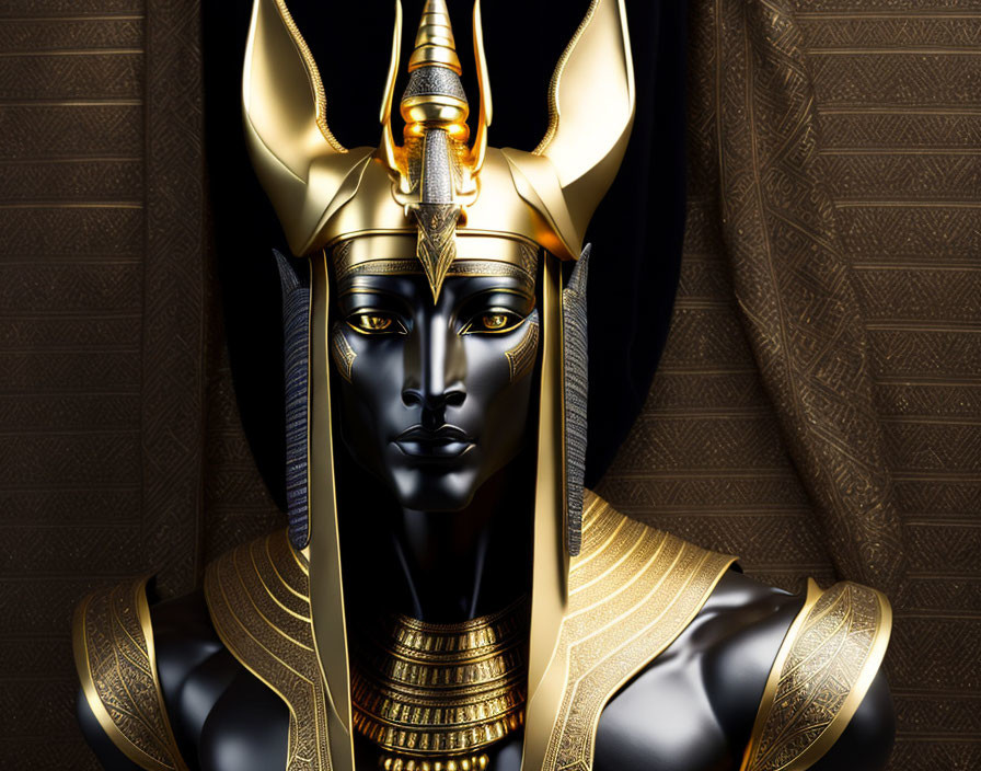Detailed Egyptian Pharaoh Illustration with Golden Headdress