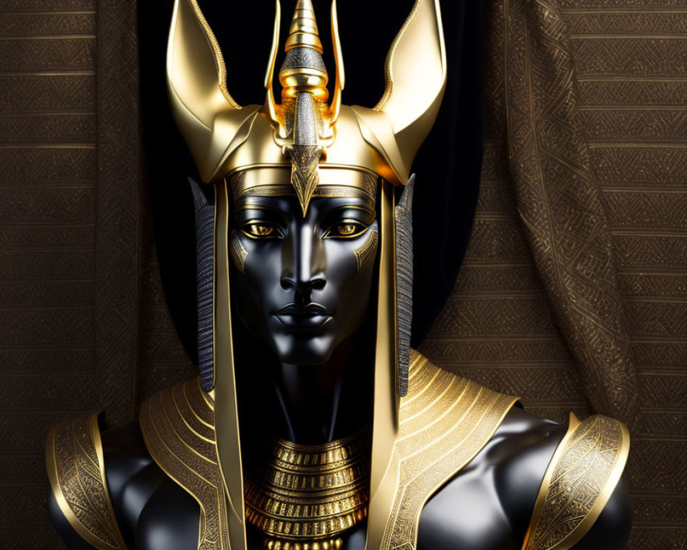 Detailed Egyptian Pharaoh Illustration with Golden Headdress