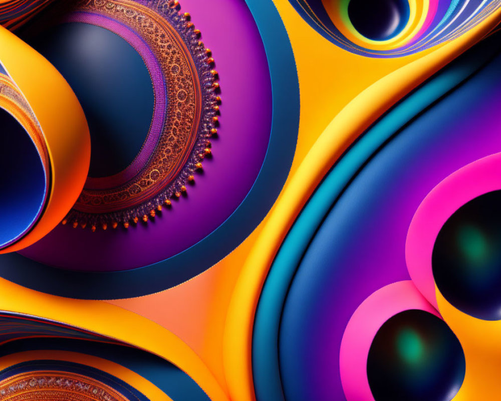 Colorful Abstract Art: Vibrant Swirling Patterns & Depth illusion