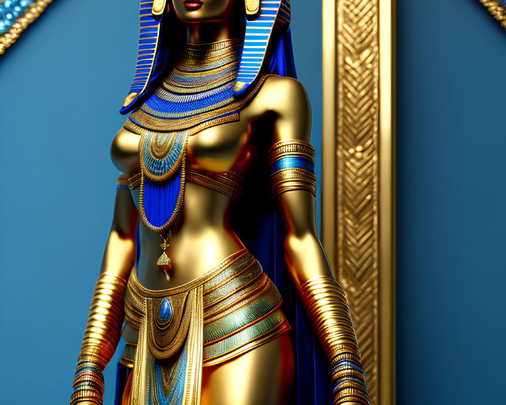 Egyptian Queen 3D Rendering in Traditional Attire