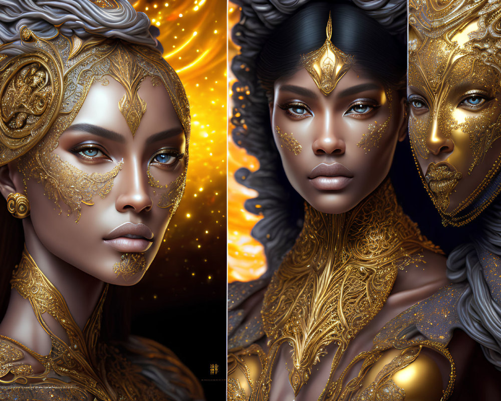 Detailed Fantasy-Style Portraits of Women with Ornate Jewelry
