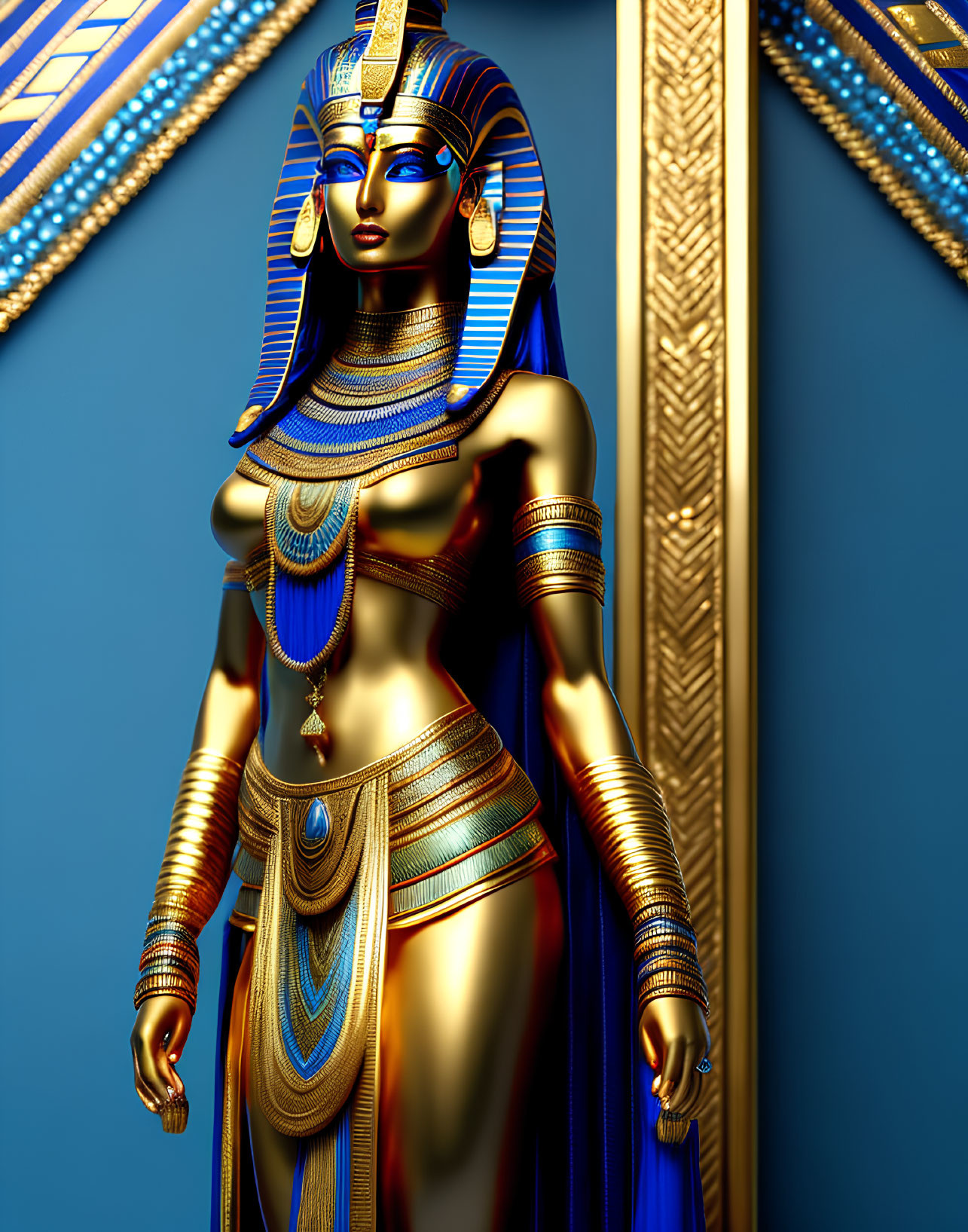 Egyptian Queen 3D Rendering in Traditional Attire
