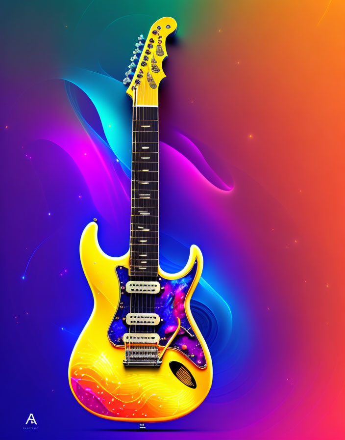 a painting of a electric guitar