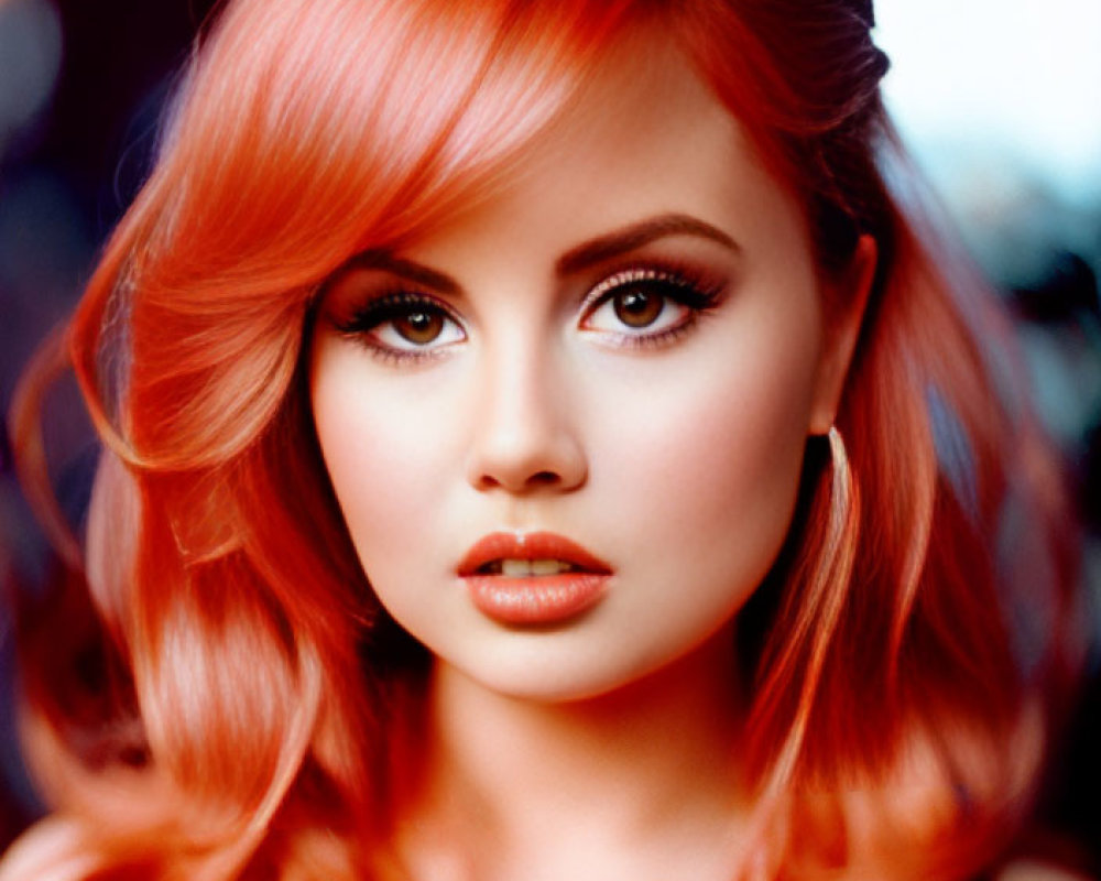 Vibrant portrait of a woman with red hair and bold makeup