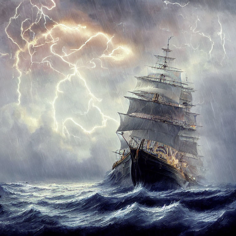  ship in stormy sea