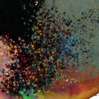 Colorful Paint Splatters Explode on Dark Background