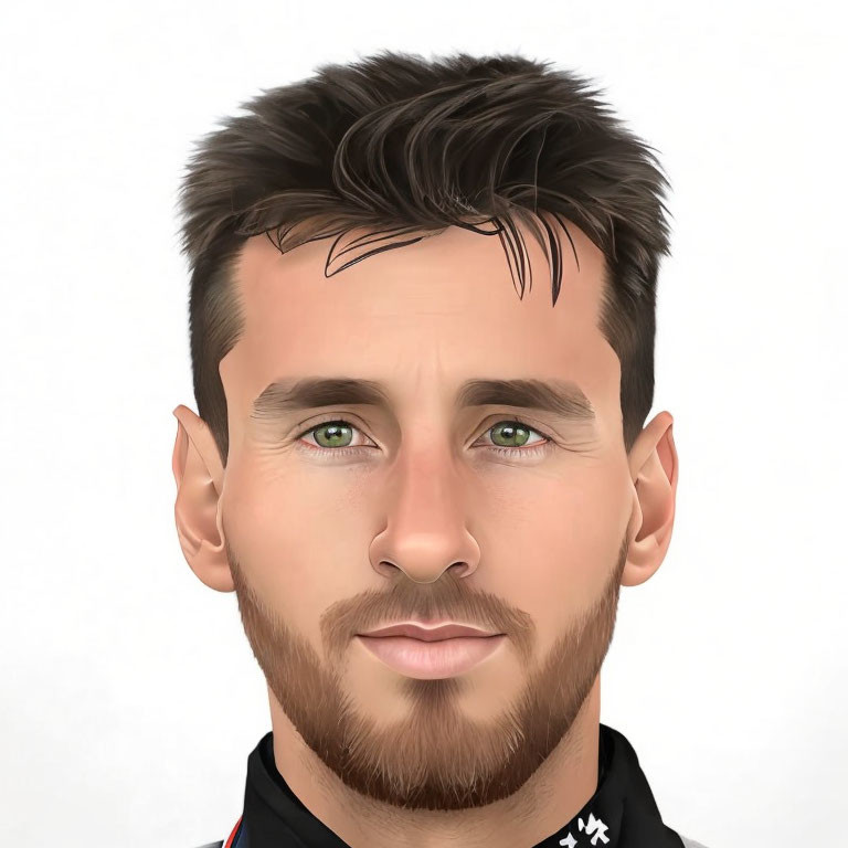 Man with Messy Brown Hair and Green Eyes Digital Illustration