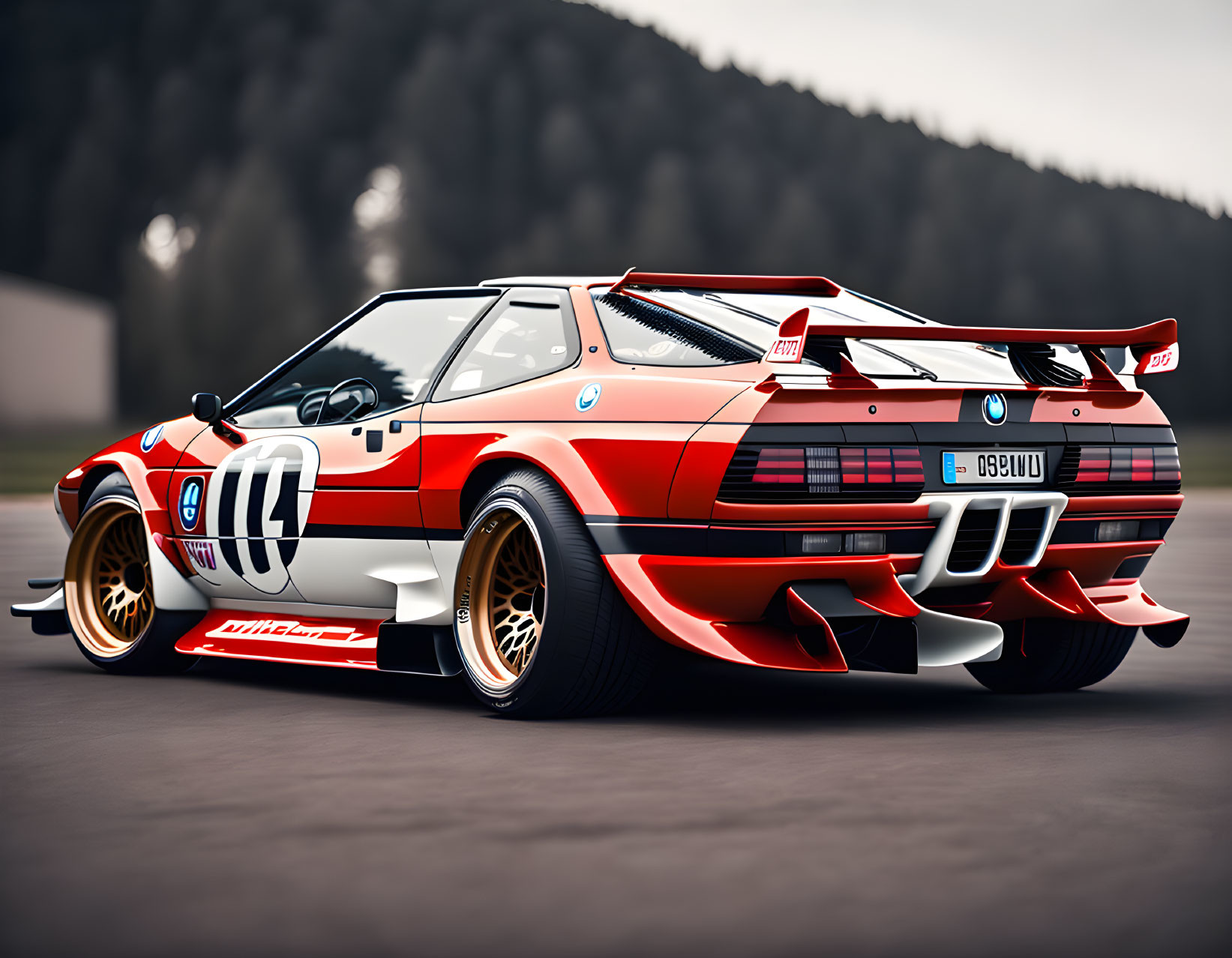 Vintage BMW M1 Procar Race Car with Red & White Livery
