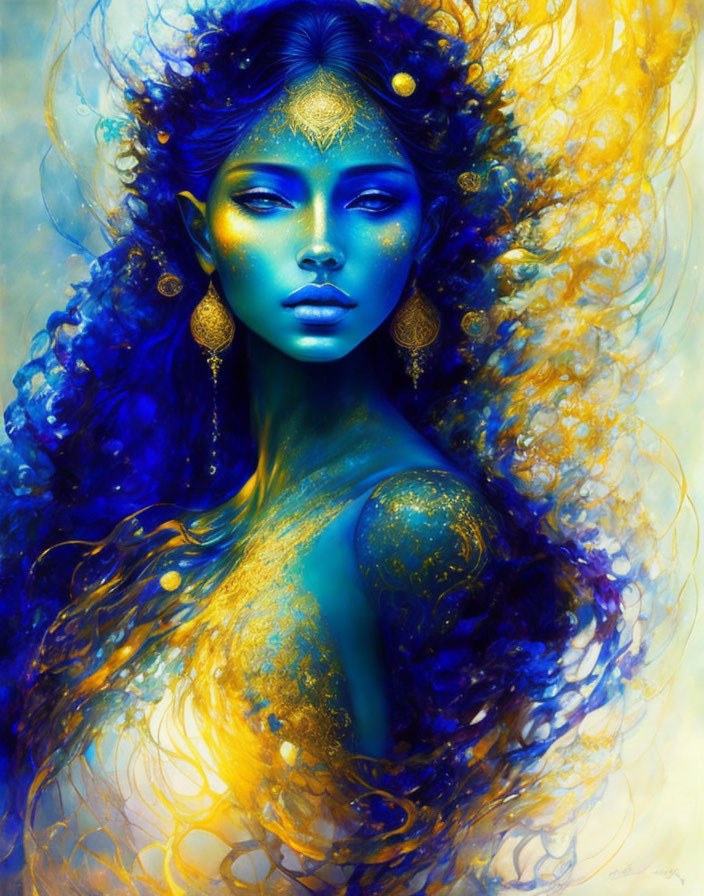 Blue Golden Mermaid