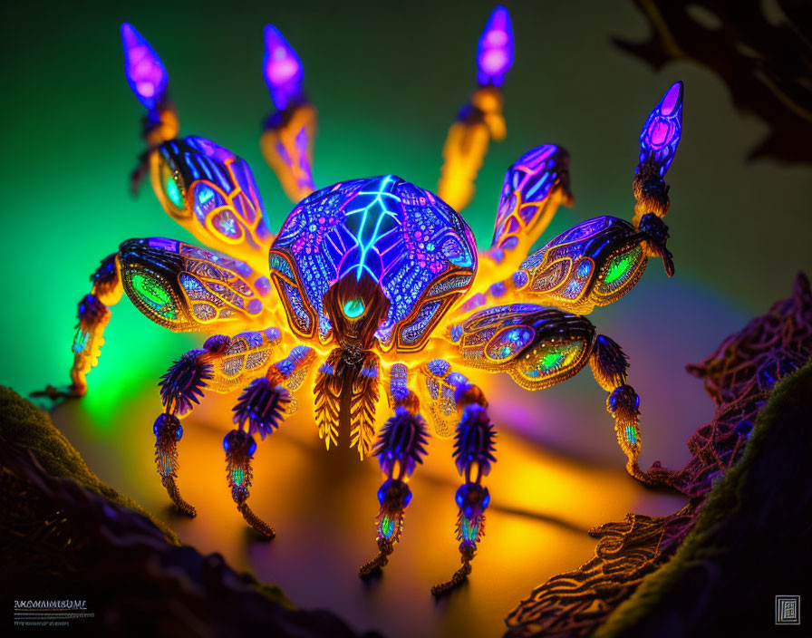 Fluorescent Celtic spider