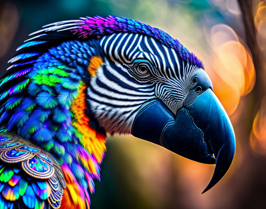 Colorful Macaw Close-Up with Vibrant Feathers and Patterns