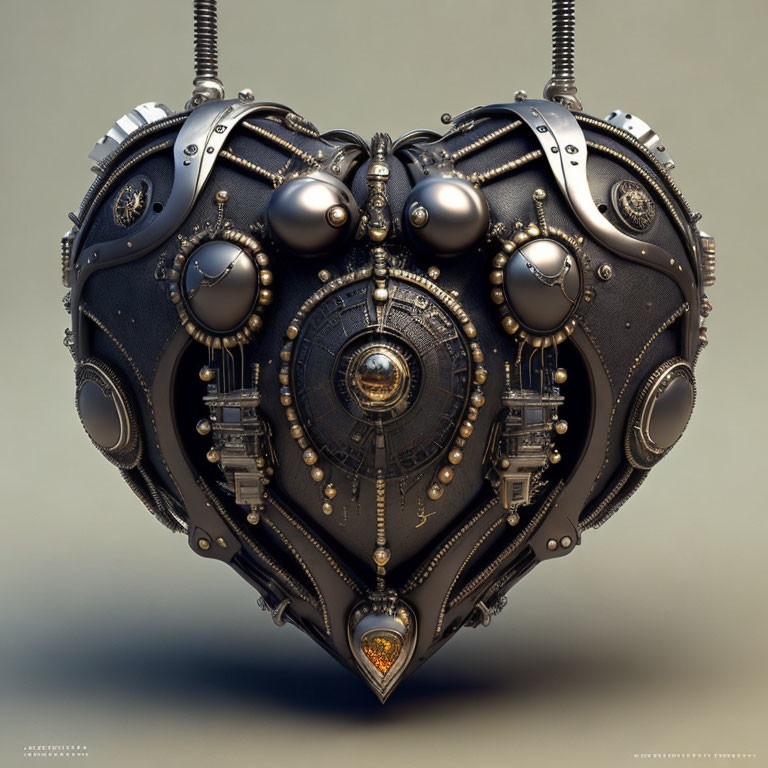 Detailed Steampunk Mechanical Heart with Gears, Pipes, and Rivets