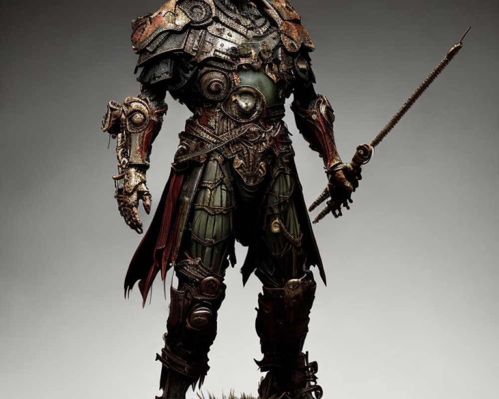 Menacing figure in skull-themed armor with flail on neutral background