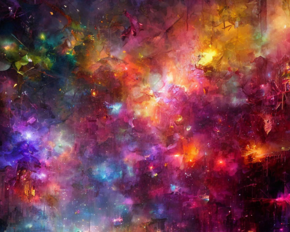 Colorful Abstract Painting with Cosmic Nebula Vibes