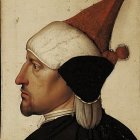 Detailed Profile Portrait of Man in Distinctive Fur-Trimmed Hat