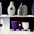 Collage of Eight Blue and White Porcelain Vases