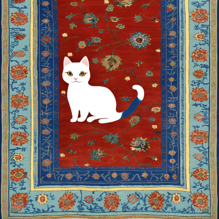 Cat on a Persian rug (illustration)