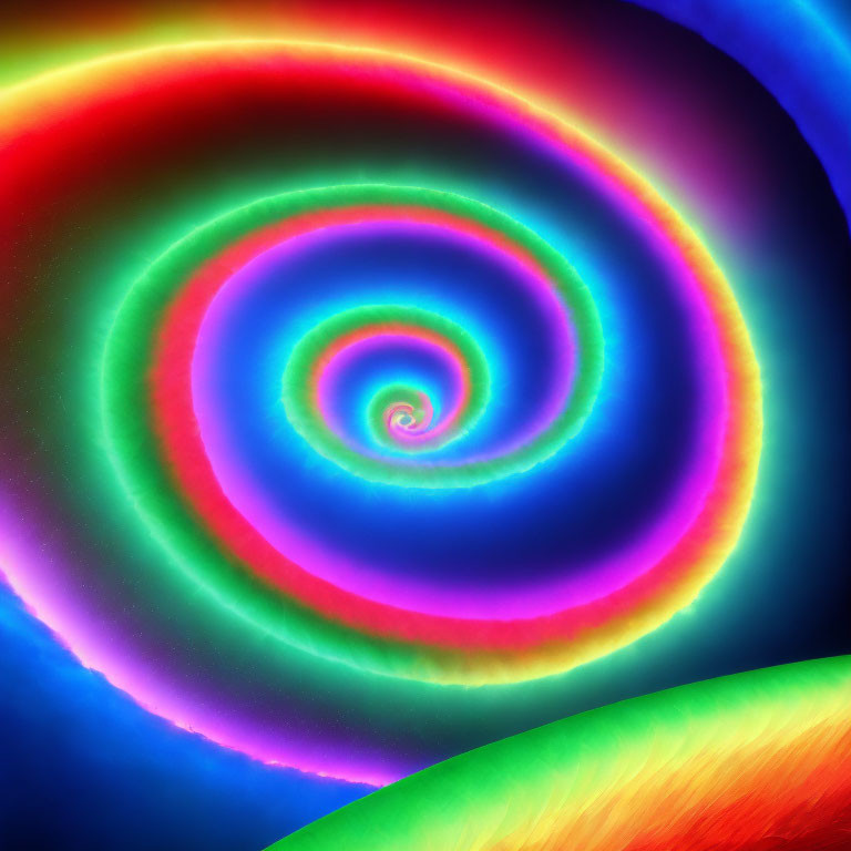 Colorful Spiral Pattern with Rainbow Gradient on Dark Background
