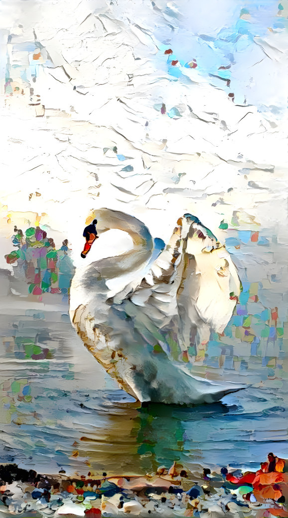 swan shakes its feathers